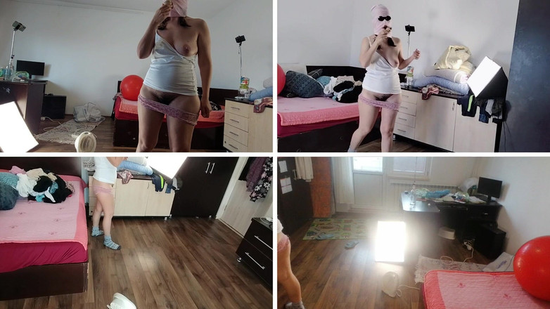 Amateur_MS: Аматорська дружина смокче морозиво, латина волохата пизда, велика дупа, великі соски