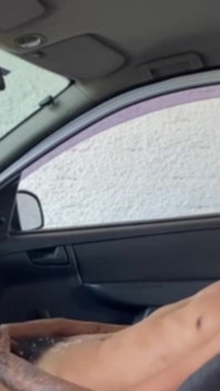 Skinny Jerking off and Cumming Inside the Car
