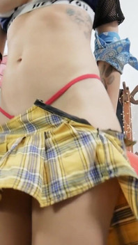Pussy Perfection Shaved Cameltoe Big Tits Flat Belly Round Ass! Mini Skirt!