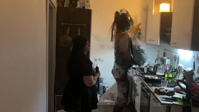 LadyPam: Dominant MILF Stretches Latex Sub's Ass Wide in Kitchen