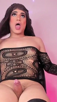 Beautiful Colombian Shemale Rubs Her Penis Against the Edge of Her Panty Until She Gets Everything Wet
