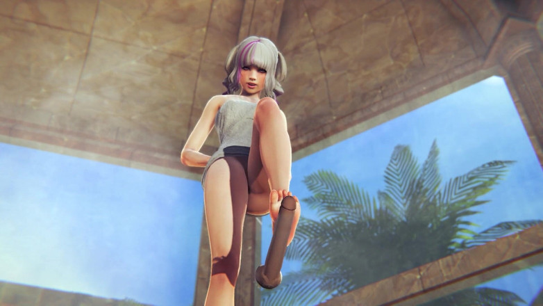 Waifu club 3D: Streamer mengusap zakar awak dengan kakinya