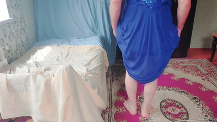 Kitty_Cross: Modré šaty crossdresser sexy děvka Sissy Gay Boy Twink velký zadek