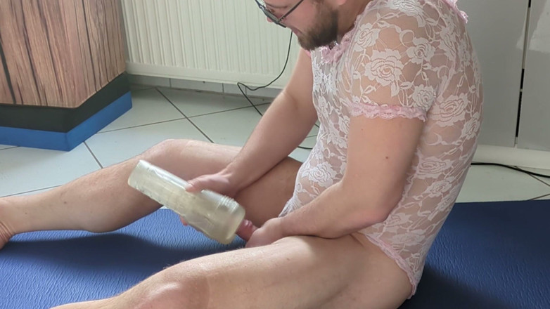 Alex Butt: Stepdaddy in Wife's Lingerie fucks Toy