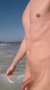 Nude Beach, Waves Playing with My Soft Dick