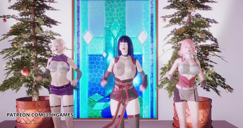 3D-Hentai Games: Dos veces - siente striptease especial Ino Sakura Hinata en 3D danza...