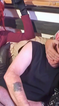 Older Man with Three Hot Cross-dressers Get Naughty Together