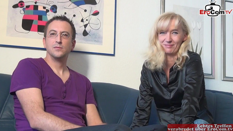 EroCom: Skinny mature German milf with mini tits in a threesome...