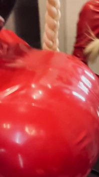 Anyone Is a Fan of Shiny Red Latex? I Know You Want to Cum All Over My Huge Tits