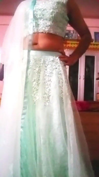 Indian Gay Crossdresser Bottom in Blue Lehanga