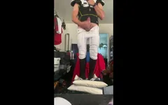 Football Athlete Dilf Jockdad87 Is Super Horny in His Pads, Pants and Socks on Cam