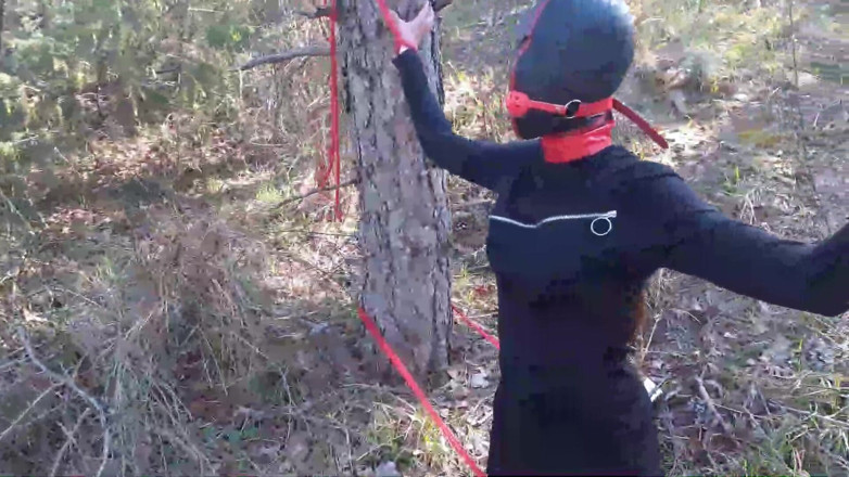 LauraOnHeels: Outdoor sex in the wood. Wearing sexy clothes and high...