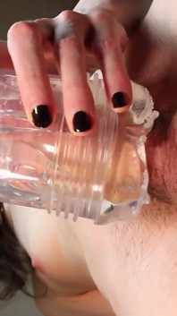 Veja através da foda fleshlight