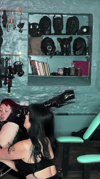 Lesbian Double Domme Cucking T-boy