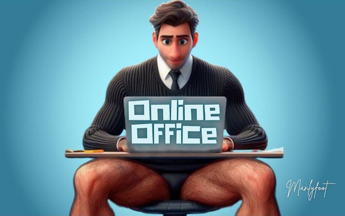 Manly foot: ゲイの継父 - オンラインオフィス - 上司とのオンライン会議中にけいれんをキャッチ!