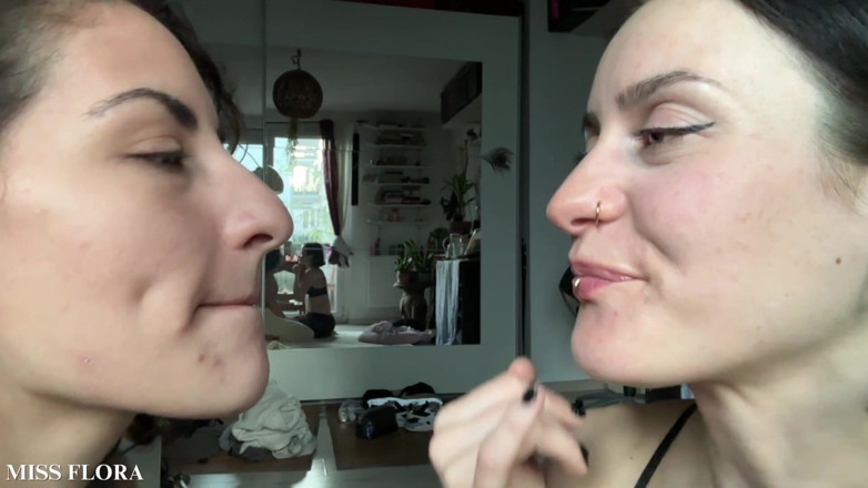 Miss Flora: Lesbian Tongue Kissing Making Out with Tula Vida
