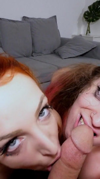Liz Rainbow and Venom Evil Double Blowjob Cum Dumpsters