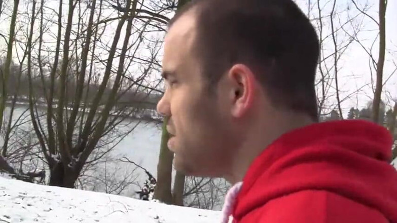 Stephprodx: Cute blonde Jessica sucks his hard dick outdoor on the...