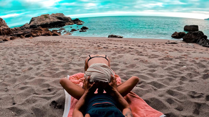 MaskCouple: Sex on the beach on holiday with horny girlfriend