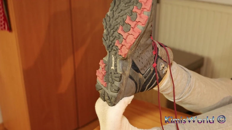 KimisWorld: Dirty White Socks &amp; Hiking Shoes - Slow Sneaker Removal, Sock Tease &amp;...