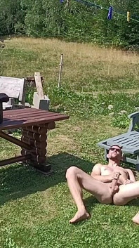 Jerking off While Hanging Out the Laundry