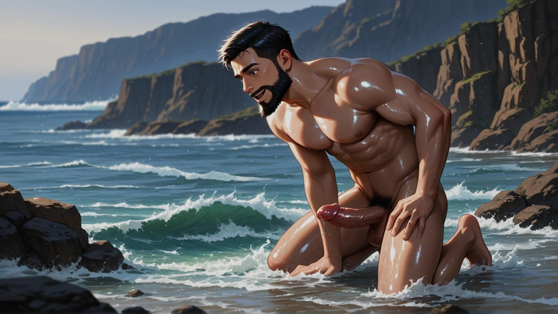 Erotic Man: Kısa ai videosu sakallı plaj oğlanları