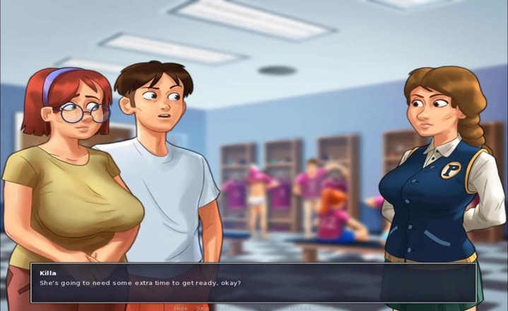Hentai World: Yaz mevsimi efsanesi - iri güzel kadın Judith üniversiteli çıplak öğrenciler