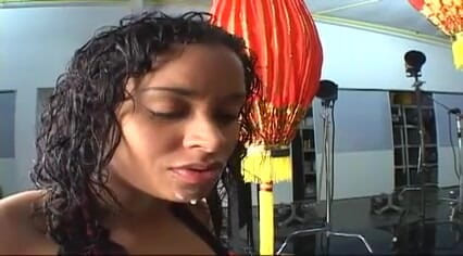 Thot Factory: Sexy ebony chick blowing on white cock