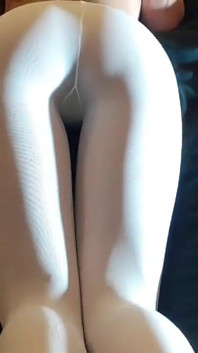 MILF with a Big Firm Ass in White Pantyhose and Heels
