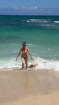 Leaving the Ocean at Polo Beach, North Shore Oahu, Hawaii