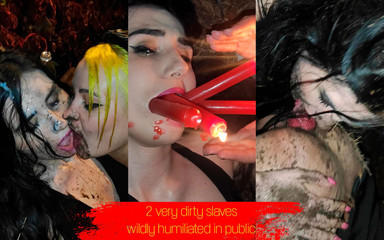 Forest-Whore: Two very dirty slaves are wildly humiliated in public