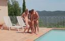 Bareback Boy Bangers Orange Media: Exkluzivní video bez sedla: Intenzivní šukání u bazénu se třemi muži...