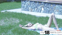 My 18 Teens: MY18TEENS - Babe sucking and doggy fuck outdoor