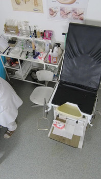 Recording of rectal temperature measurement of naked female