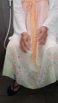 Crossdresser Cum Wearing Cute Chinese Hanfu Dress