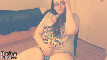 Boring Kate: Kate strokes her dick until she ejaculates - NO AUDIO -
