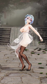[mmd]miku-Apabila corak succubus sutera hitam cheongsam lutsinar payudara besar bergetar dan vagina terdedah