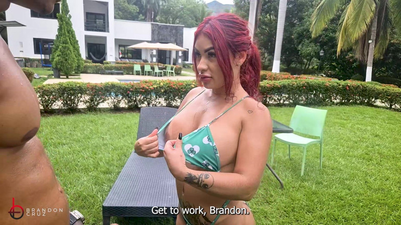 BrandonCruz82: Curious Gardener Roughly Fucks His Horny Boss Outdoors - Brandon Cruz &amp;...