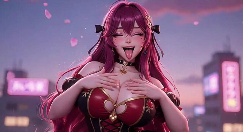 Animate golden: La formosa ragazza dai capelli rosa geme e posa sul...