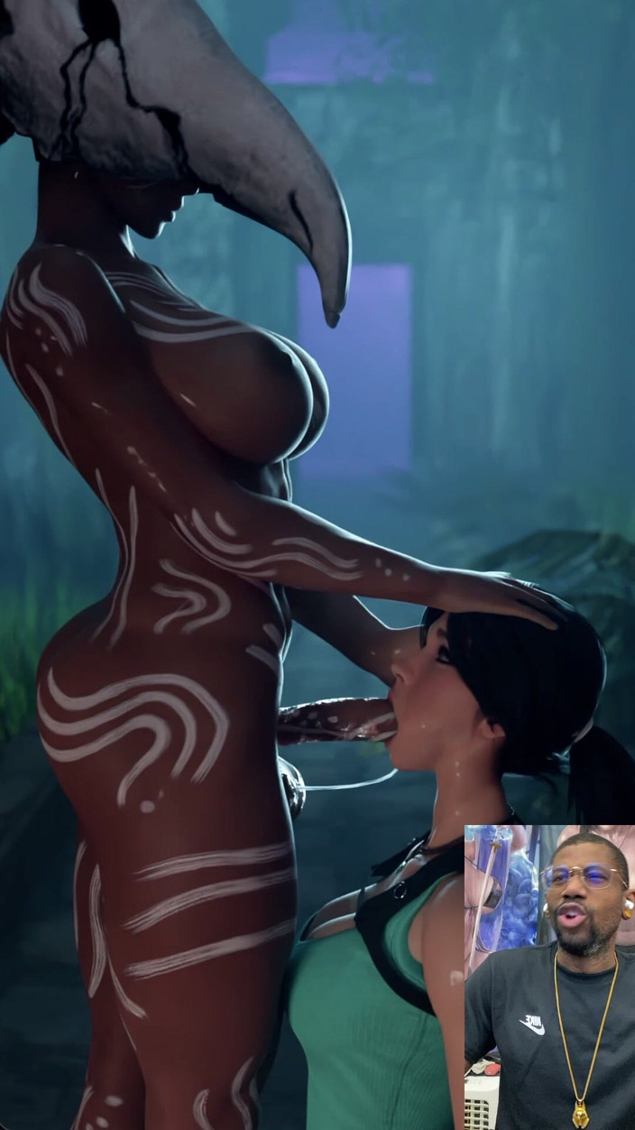 L6RD7BLU3 FUTA: Lara croft की एक thicc ट्रांसजेंडर जनजाति के नेता द्वारा गले में गहरे तक लिया जाता है