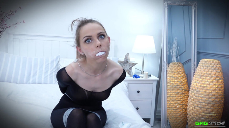 Gag Attack: Chloe Toy - Pantyhose encased tape bondage