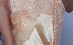 Cute crossdresser masturbating and cum wearing party dress