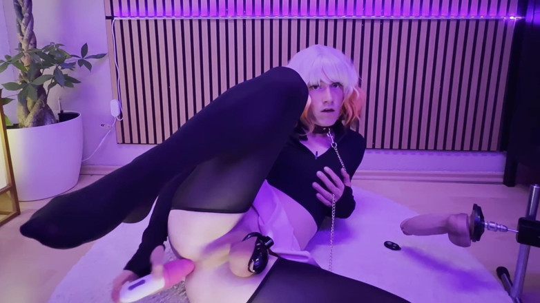 Elvi Lynx: Sissy Anal Dildo Masturbation in Chastity Cage