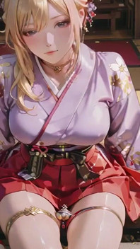 Blonde Goddess in the Japanese Corridor, Lazy Gazes, Hand on Hips, Sunlight Drenching Her Skin
