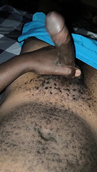 Late Night Horny Hairy African Male Stroking Dick and Releases Loads of Cum After the Lady Didn't Show up for Sex