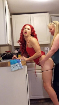 Red Dress Sissy Dominated by Woman