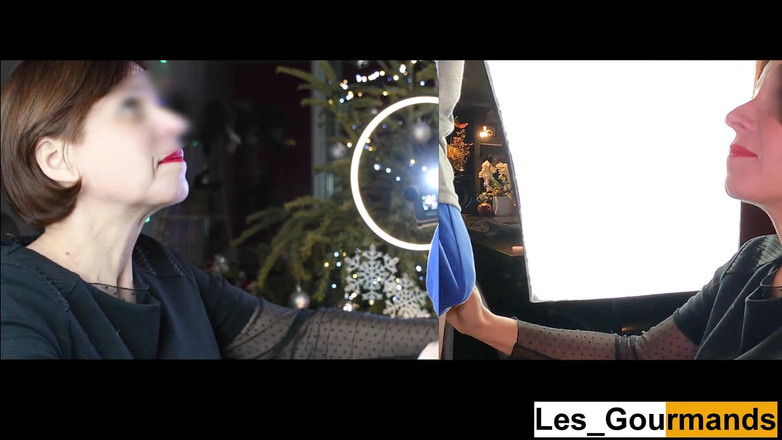 Les Gourmands: 4K - MILF com batom em close-up em exibição dupla dá...