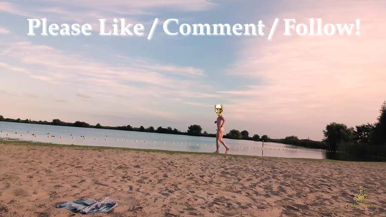 GoldenElixxxir: Twink on Forbidden Non Nudist Beach Secretly Naked 4K! Teenager Exhibitionism...