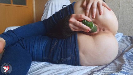 MyLovelyDove: Teen student fucks her pussy with cucumber