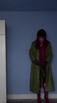 Manteau de cuir vert